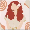 Mini peinture au numéro : Femme et Fleur dans les Cheveux - toile tendue sur chassis - Figured'Art