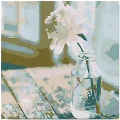 Mini peinture au numéro : Fleur Blanche - toile tendue sur chassis - Figured'Art