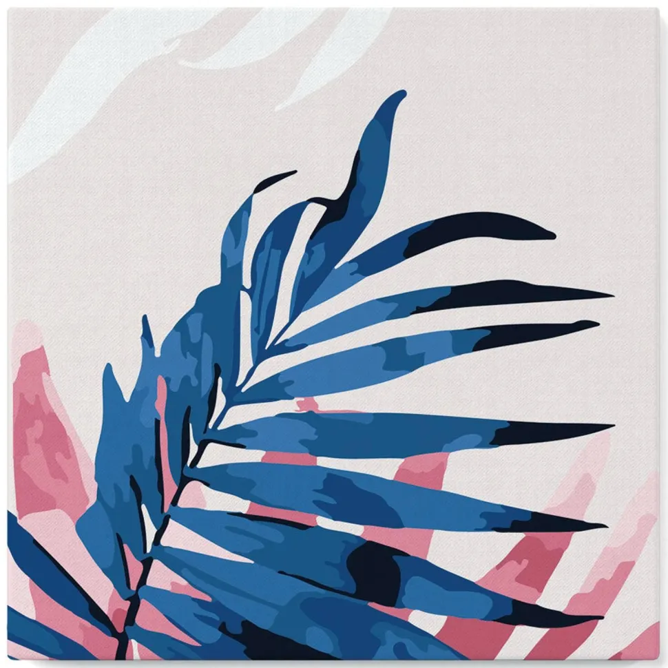 Mini peinture au numéro : Feuille de Palmier Areca - toile tendue sur chassis - Figured'Art