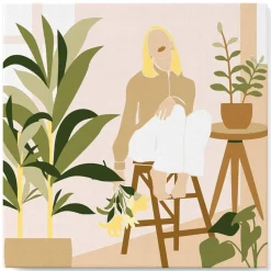 Mini peinture au numéro : Femme et Bouquet - toile tendue sur chassis - Figured'Art