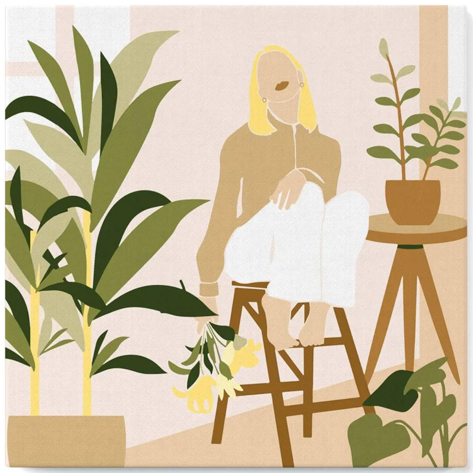 Mini peinture au numéro : Femme et Bouquet - toile tendue sur chassis - Figured'Art