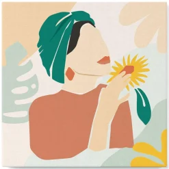 Mini peinture au numéro : Femme au Turban vert - toile tendue sur chassis - Figured'Art