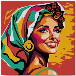 Mini peinture au numéro : Femme Exotique Pop Art - toile tendue sur chassis - Figured'Art