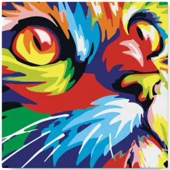 Mini peinture au numéro : Félin Pop Art - toile tendue sur chassis - Figured'Art