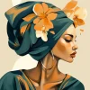 Mini peinture au numéro : Femme au turban floral - toile tendue sur chassis - Figured'Art