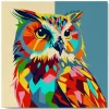 Mini peinture au numéro : Hibou Abstrait Pop Art - toile tendue sur chassis - Figured'Art