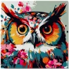 Mini peinture au numéro : Hibou Fantaisie et Fleurs - toile tendue sur chassis - Figured'Art