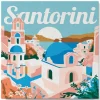 Mini peinture au numéro : Lever de Soleil à Santorin - toile tendue sur chassis - Figured'Art