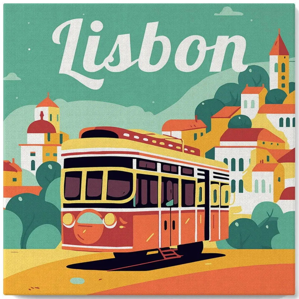 Mini peinture au numéro : Lisbonne - toile tendue sur chassis - Figured'Art