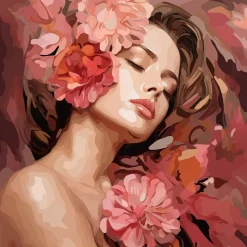 Mini peinture au numéro : La Belle endormie aux camélias - toile tendue sur chassis - Figured'Art