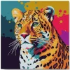 Mini peinture au numéro : Léopard Abstrait Pop Art - toile tendue sur chassis - Figured'Art