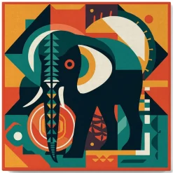 Mini peinture au numéro : Éléphant Art Déco - toile tendue sur chassis - Figured'Art