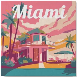 Mini peinture au numéro : Miami - toile tendue sur chassis - Figured'Art