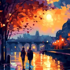 Mini peinture au numéro : Nuit Romantique - toile tendue sur chassis - Figured'Art