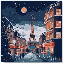 Mini peinture au numéro : Noël à Paris - toile tendue sur chassis - Figured'Art