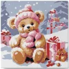 Mini peinture au numéro : Ours en Peluche et Cadeaux - toile tendue sur chassis - Figured'Art