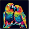 Mini peinture au numéro : Perroquets Abstraits Pop Art - toile tendue sur chassis - Figured'Art