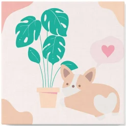 Mini peinture au numéro : Petit Chien amoureux - toile tendue sur chassis - Figured'Art