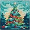 Mini peinture au numéro : Sapin de Noël Abstrait - toile tendue sur chassis - Figured'Art