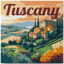 Mini peinture au numéro : Été en Toscane - toile tendue sur chassis - Figured'Art