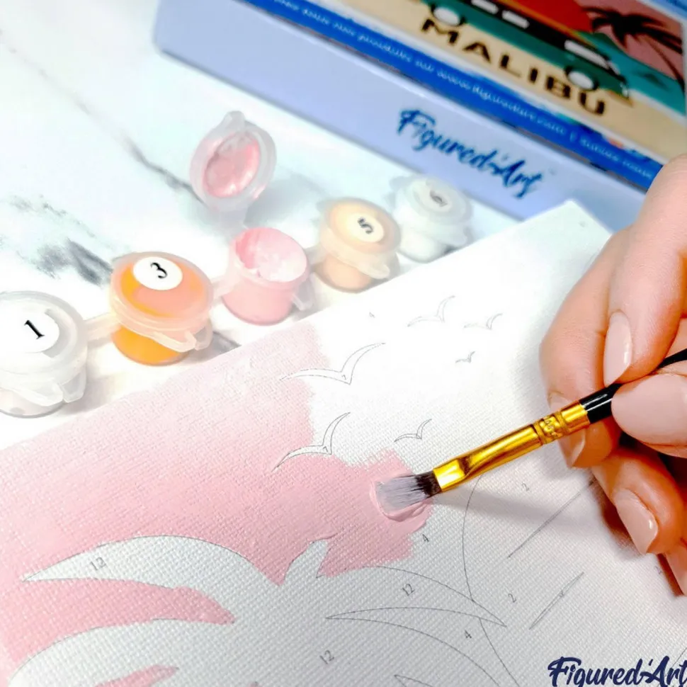 Mini peinture au numéro : Tulipe Rouge - toile tendue sur chassis - Figured'Art