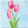 Mini peinture au numéro : Tulipes et Ciel bleu - toile tendue sur chassis - Figured'Art
