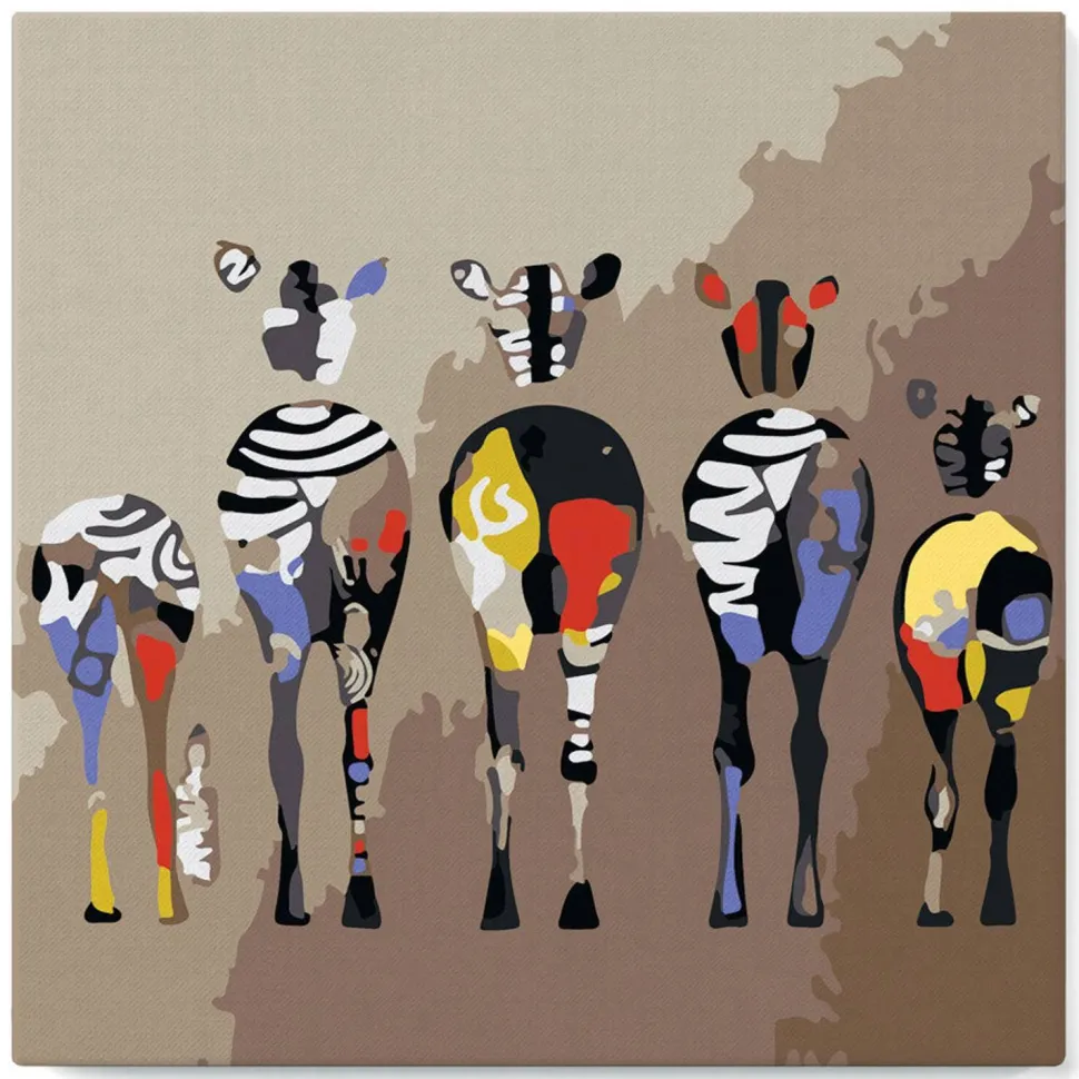 Mini peinture au numéro : Zèbres de dos - toile tendue sur chassis - Figured'Art