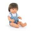 ML Poupées: POUPÉE GARCON EUROPEEN CHEVEUX BRUNS HABILLÉES 38 cm - Miniland