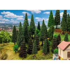 Modélisme : Végétation : 30 arbres de forêt mixte, assortis - Faller