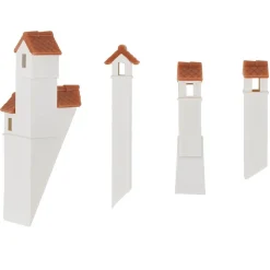 Modélisme HO : 4 cheminées à couronne en briques - Faller