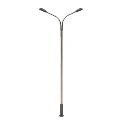 Modélisme HO : Éclairage public LED, lampadaire, deux bras - Faller
