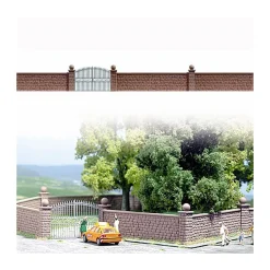 Modélisme HO : Accessoires de décor : Mur de pierre et portail - Busch