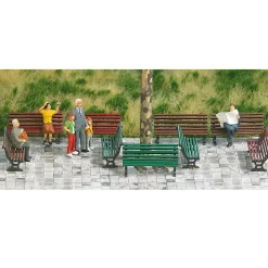 Modélisme HO : Accessoires de décor : Bancs publics - Busch