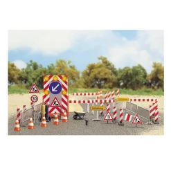 Modélisme HO : Accessoires de décor : Panneaux de signalisation de chantiers - Busch