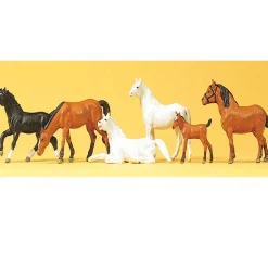 Modélisme HO : Figurines : Set de 5 chevaux et 1 poulain - Preiser