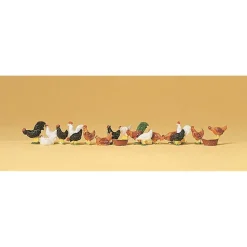 Modélisme HO Figurines : Poules et coqs - Preiser