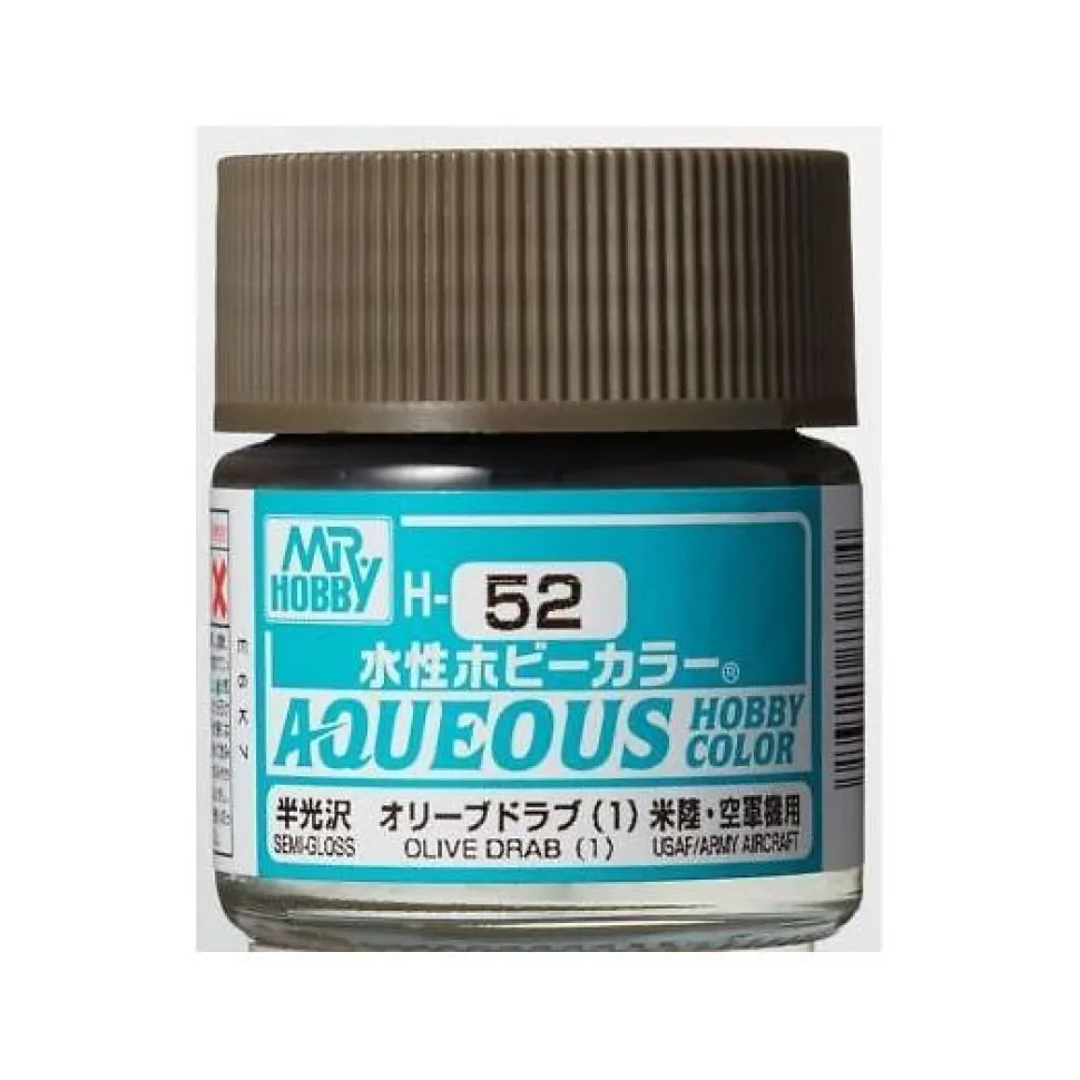 Mr Hobby -Gunze Aqueous Hobby Colors (10 ml) Olive Drab (1) - Mr Hobby - Gunze