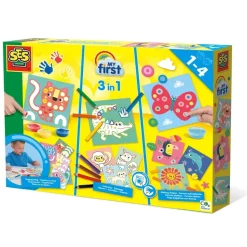 My first : 3 en 1 : Peinture au doigt, coloriage et formes autocollantes - SES Creative