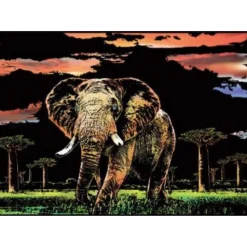 Peinture à gratter : Elephant - Figured'Art