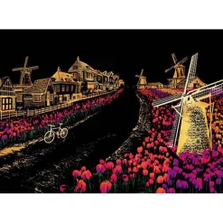 Peinture à gratter : Les tulipes aux Pays Bas - Figured'Art