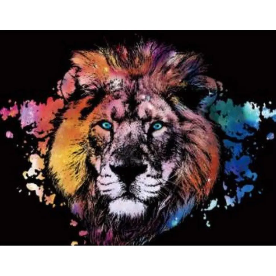 Peinture à gratter : Lion coloré - Figured'Art