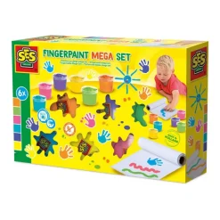 Peinture au doigt méga set 6 couleurs x 110ml - SES Creative
