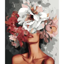 Peinture au numéro : Beauté derrière les fleurs - sans châssis en bois - Figured'Art