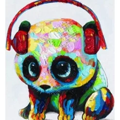 Peinture au numéro : Petit Panda et Casque - sans châssis en bois - Figured'Art