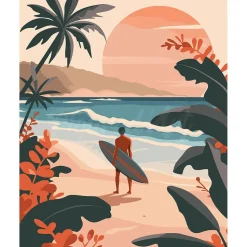 Peinture au numéro : Vagues du soir - toile tendue sur châssis - Figured'Art