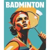 Peinture au numéro : Affiche sportive Badminton - sans châssis en bois - Figured'Art