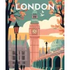 Peinture au numéro : Affiche Vintage Londres 2 - sans châssis en bois - Figured'Art