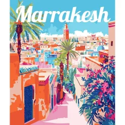 Peinture au numéro : Affiche de voyage Marrakech - toile tendue sur châssis - Figured'Art