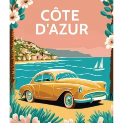 Peinture au numéro : Affiche Vintage Côte d'Azur - sans châssis en bois - Figured'Art
