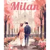 Peinture au numéro : Affiche de voyage Milan en fleurs - sans châssis en bois - Figured'Art
